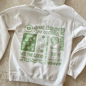 Graphic Hoodie with Positive Quotes on Back